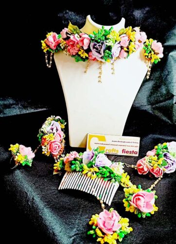 Golden Pearl chain Floral Jewelry (artificial)