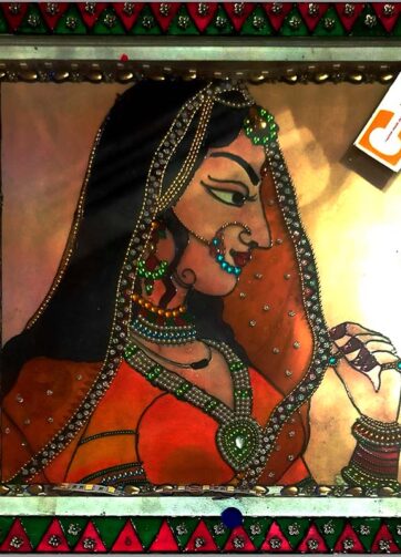 Minakari coloured Pedestal (choki Pata bajot)