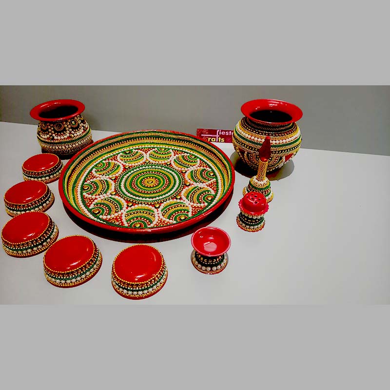 Puja aarti set (SS resin coated)