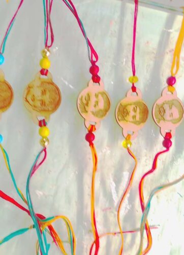 Wrist band friendship band ‘Rakhi’ bands lasercut MDF themed ( set of 5 units)